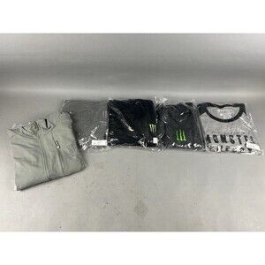Monster Energy Lot Zip-Up Jacket + 4 T-Shirts NEW Sizes L/XL